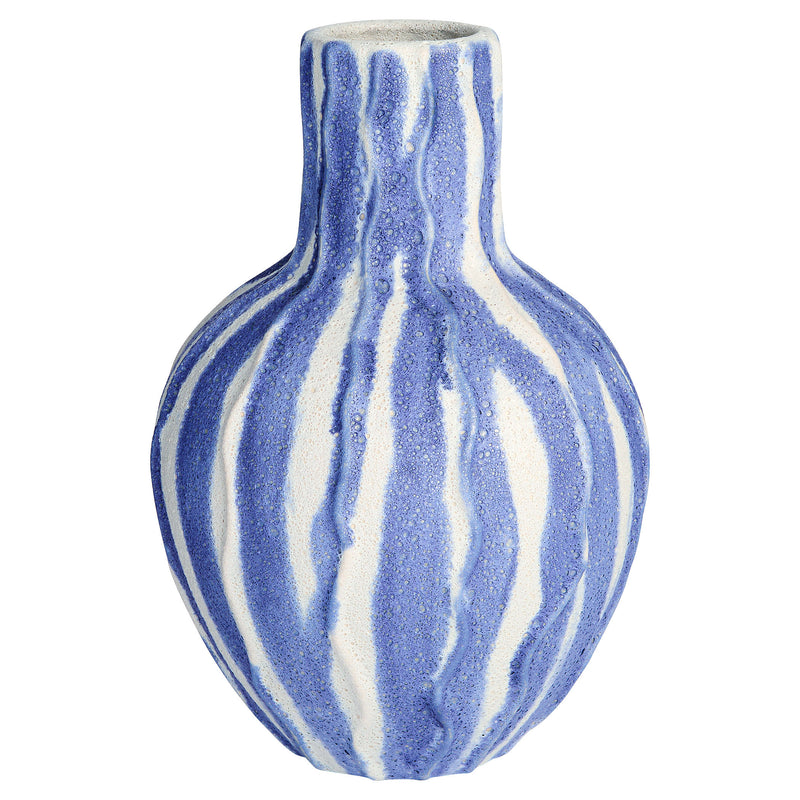 Ripple Vase | Chalk White | Blue - Squat