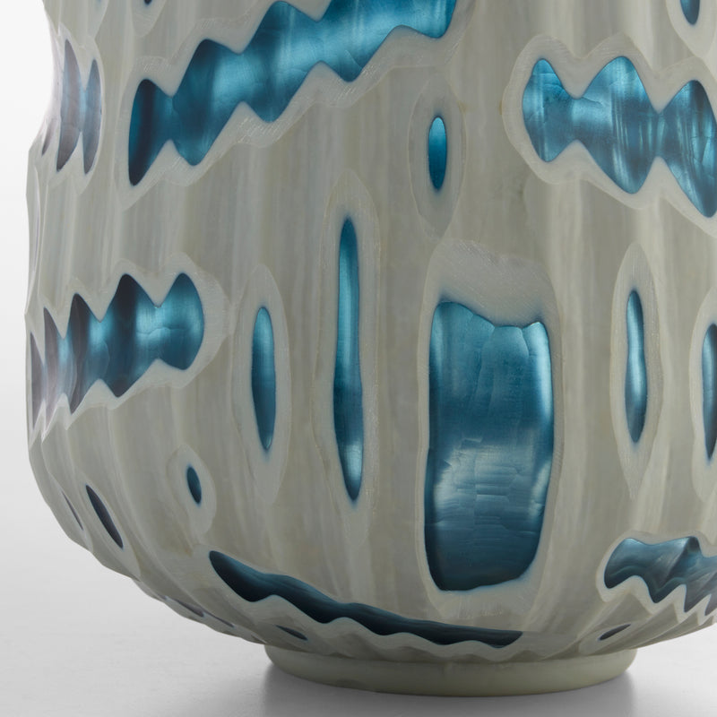 Strata Vase |  White | Blue - Medium