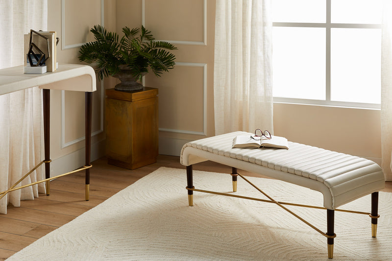 Channel Bench | Off-White | Walnut | Brass