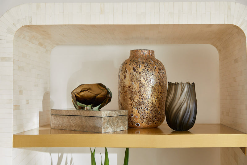 Cascada Etagere Designed by Seth Vaughn | Natural Bone | Brass