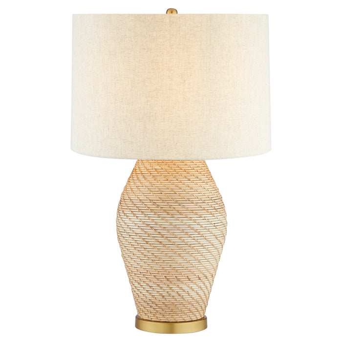 Rotin Table Lamp | Natural | Antique Brass | White