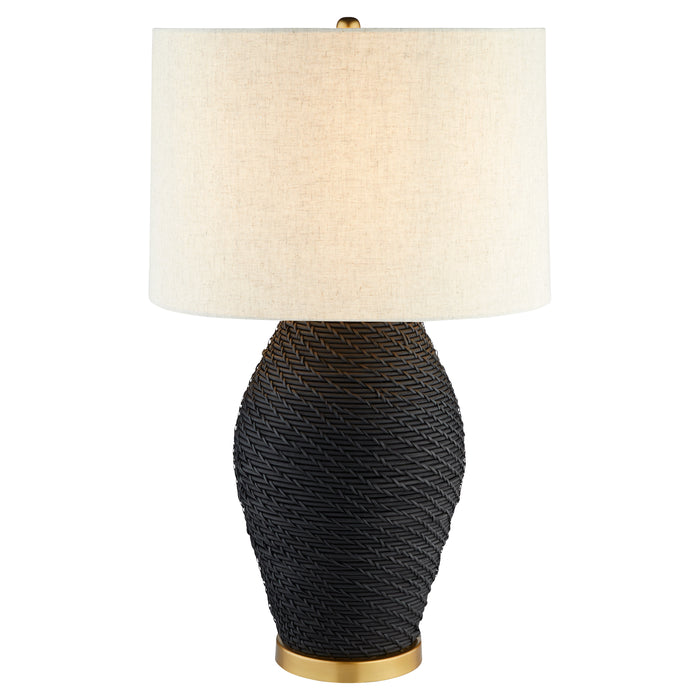 Rotin Table Lamp | Black | Antique Brass | White