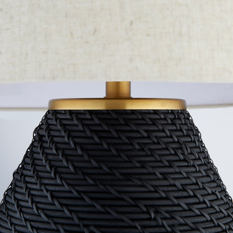 Rotin Table Lamp | Black | Antique Brass | White
