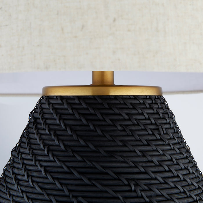 Rotin Table Lamp | Black | Antique Brass | White