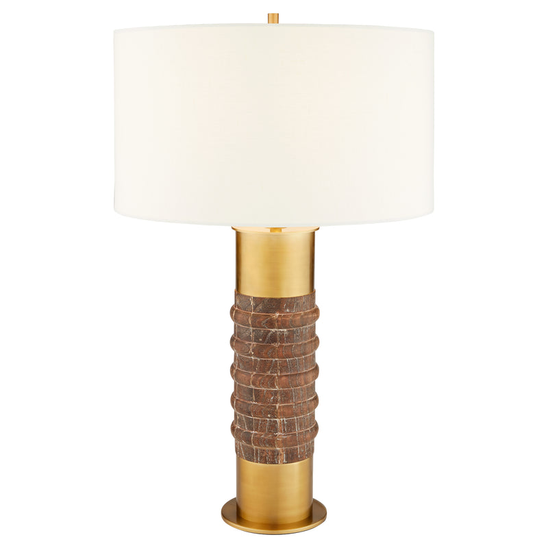 Anneau Table Lamp | Charcoal | Antique Brass | White