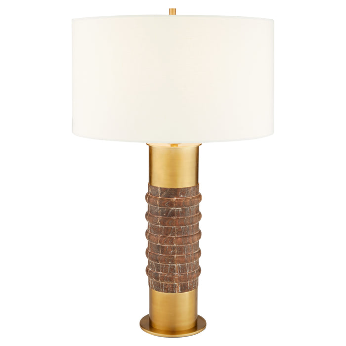 Anneau Table Lamp | Charcoal | Antique Brass | White