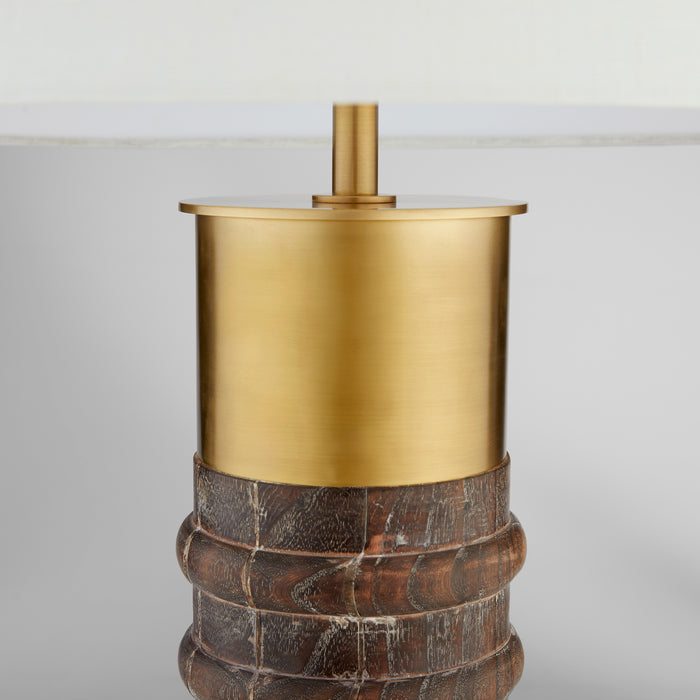 Anneau Table Lamp | Charcoal | Antique Brass | White