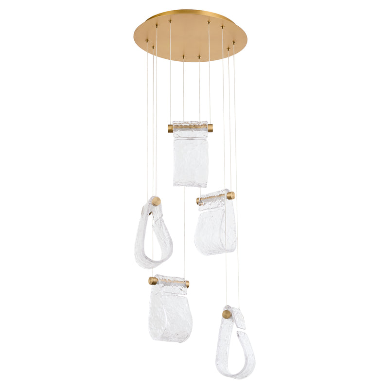 VEER 5 Light Pendant in Aged Brass