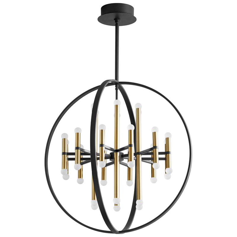 Quorum Home Oxygen - 3-685-1540 - LED Chandelier - Black W/ Aged Brass