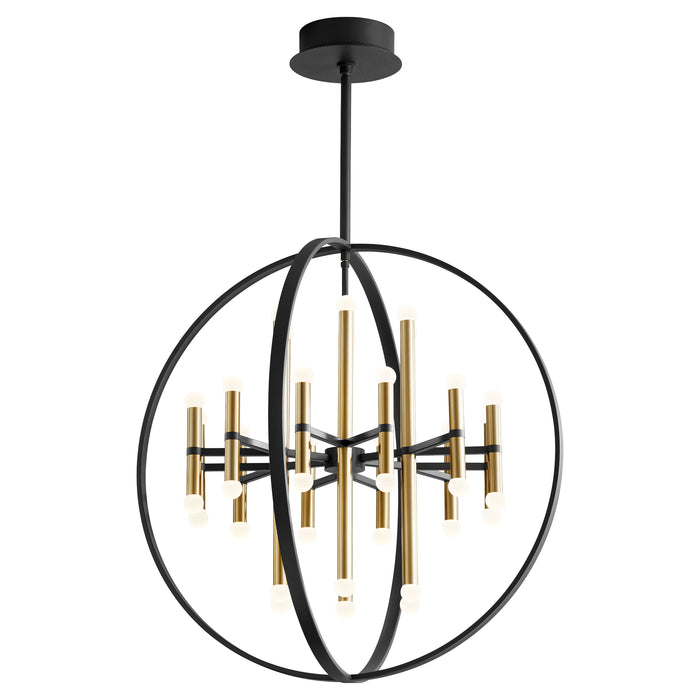 Quorum Home Oxygen - 3-685-1540 - LED Chandelier - Black W/ Aged Brass