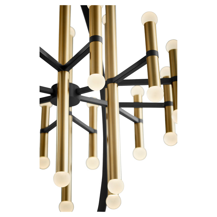 Quorum Home Oxygen - 3-685-1540 - LED Chandelier - Black W/ Aged Brass