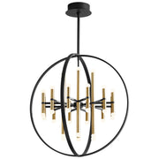 Quorum Home Oxygen - 3-685-1540 - LED Chandelier - Black W/ Aged Brass