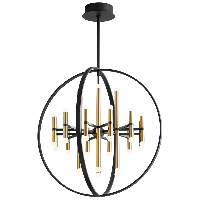Quorum Home Oxygen - 3-685-1540 - LED Chandelier - Black W/ Aged Brass