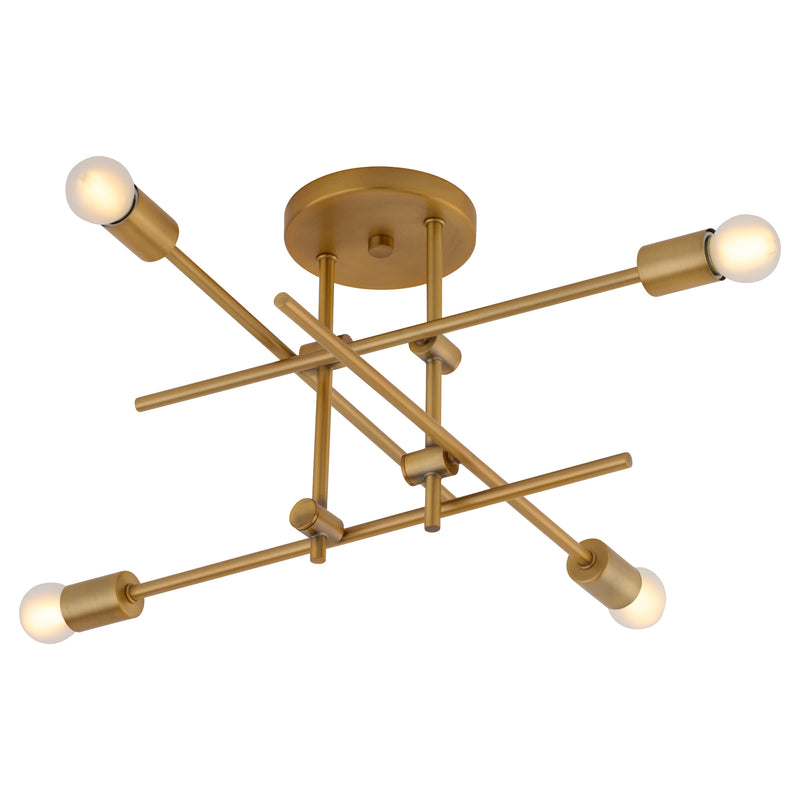 MIKA Four Light SEMI-FLUSH - Brushed Brass