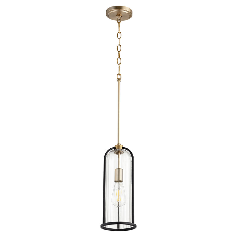 Quorum Home Quorum - 307-6980 - One Light Pendant - Textured Black w/ Aged Brass