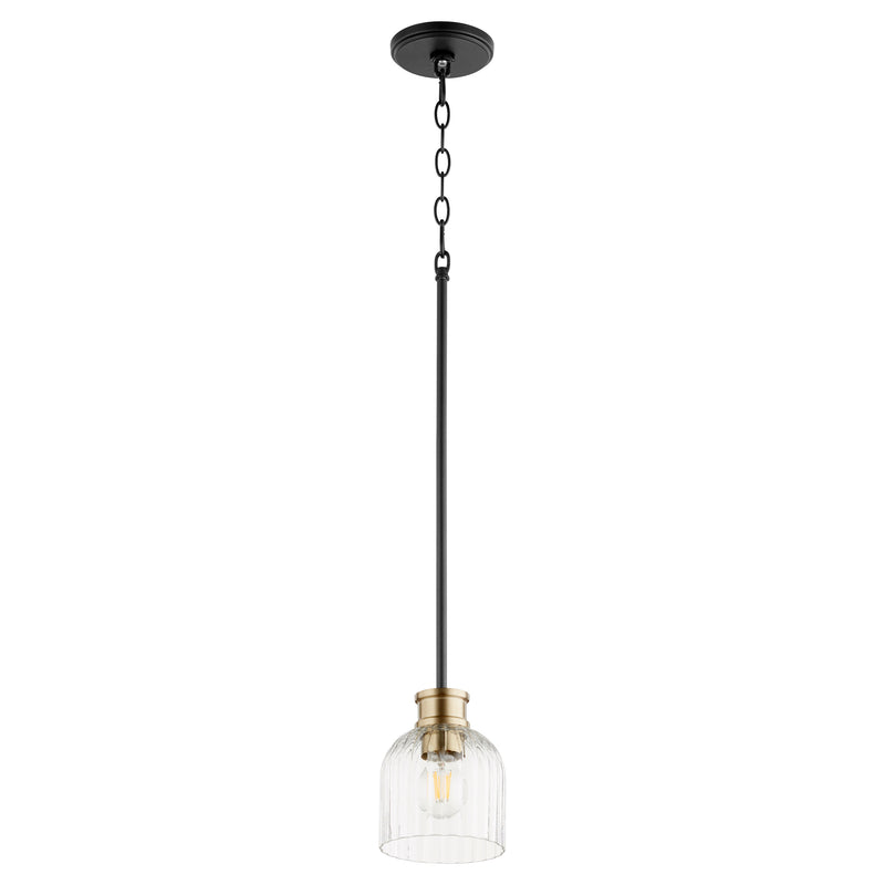 Quorum Home Quorum - 310-6980 - One Light Pendant - Textured Black w/ Aged Brass