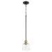 Quorum Home Quorum - 310-6980 - One Light Pendant - Textured Black w/ Aged Brass