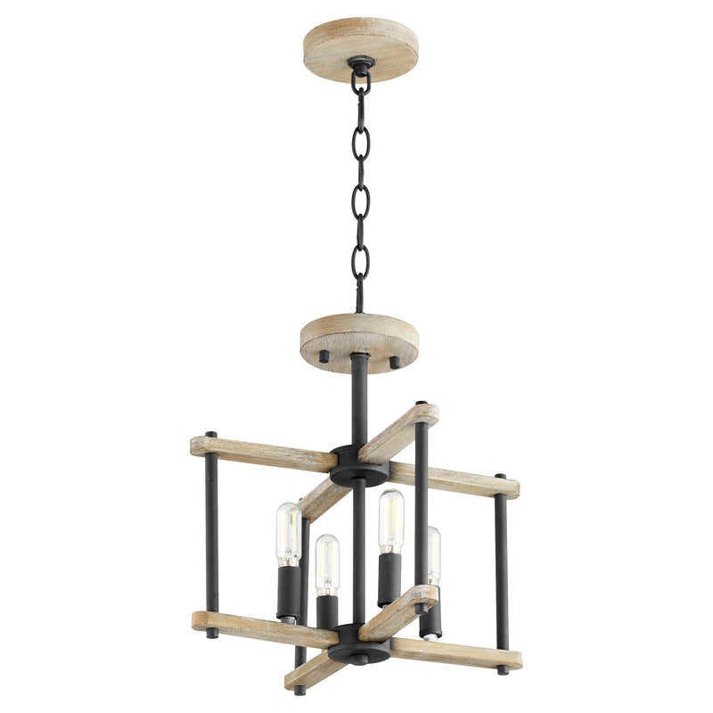 Quorum Home Quorum - 3134-14-69 - Four Light Dual Mount - Textured Black w/ Weathered Oak Finish