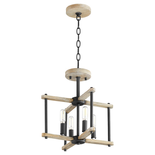 Quorum Home Quorum - 3134-14-69 - Four Light Dual Mount - Textured Black w/ Weathered Oak Finish