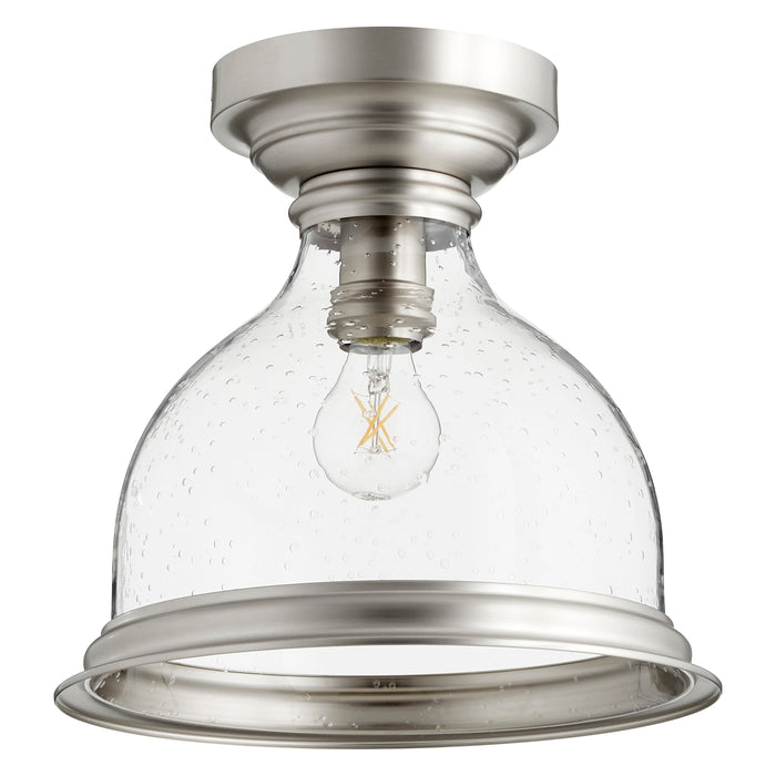 Clear Seeded With Ring Ceiling Mount - Satin Nickel