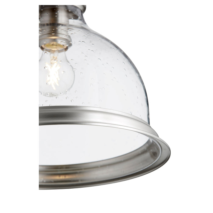 Clear Seeded With Ring Ceiling Mount - Satin Nickel