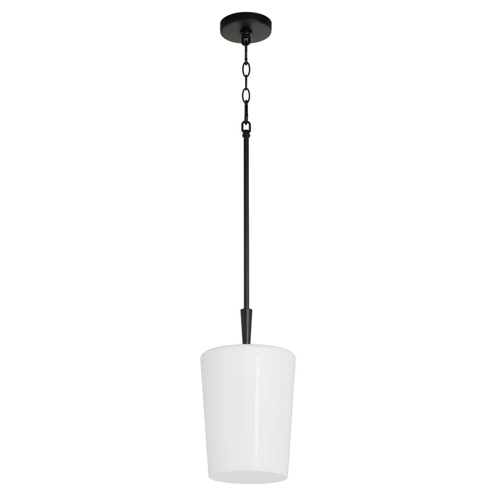 Goodwin 8" Pendant W/ Opal - Matte Black
