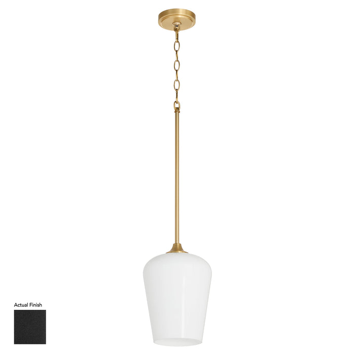 Raymond 1 Light Opal Pendant - Matte Black