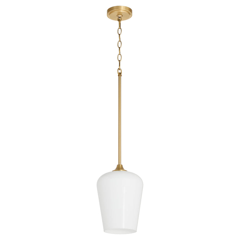 Raymond 1 Light Opal Pendant - Aged Brass