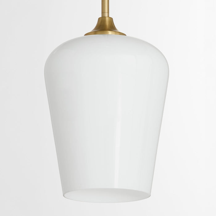 Raymond 1 Light Opal Pendant - Aged Brass