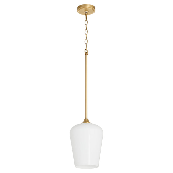Raymond 1 Light Opal Pendant - Aged Brass