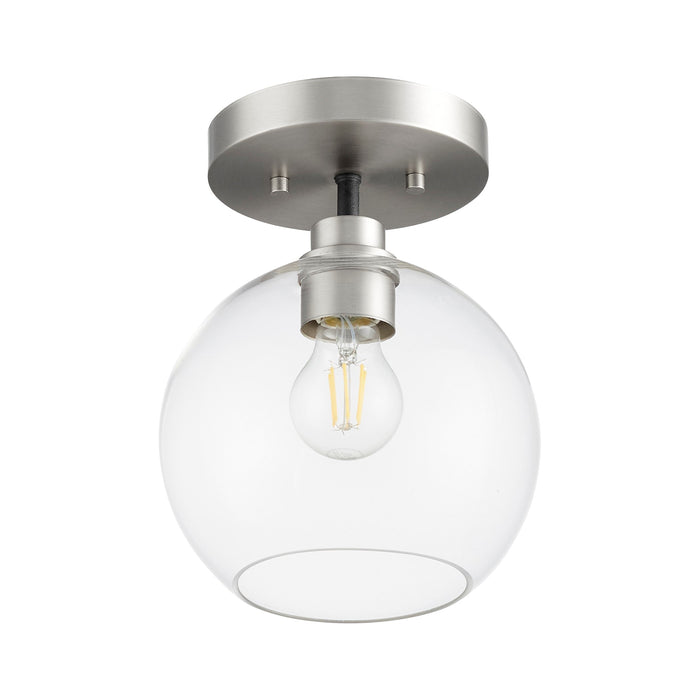 Clarion 1 Light Ceiling Mount - Textured Black | Satin Nickel
