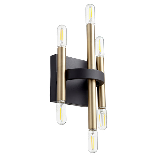 Quorum Home Quorum - 50-6-6980 - Six Light Wall Mount - Textured Black w/ Aged Brass