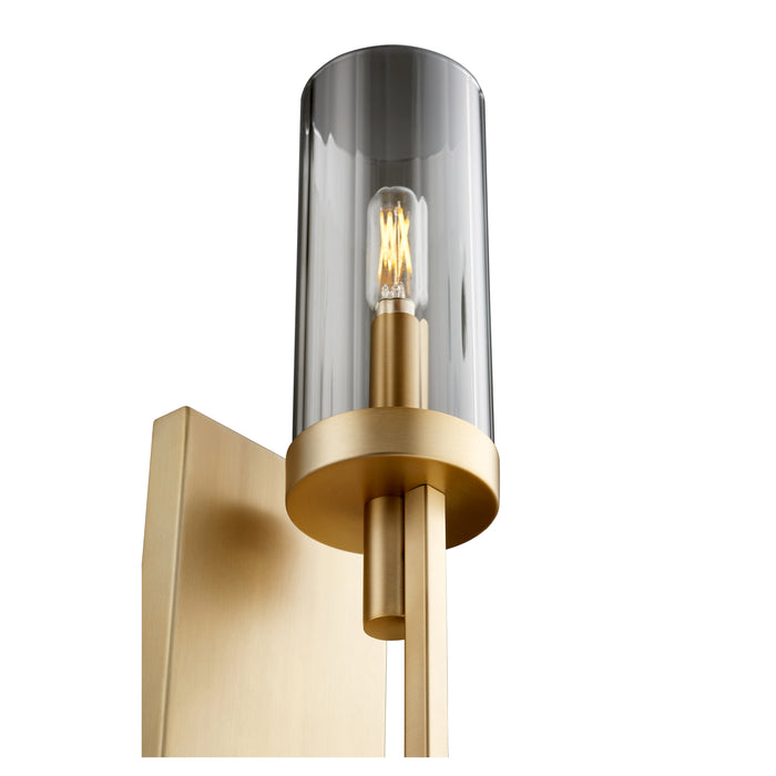 Quorum Home Quorum - 501-1-80 - One Light Wall Mount - Aged Brass w/ Smoke Fluted Glass