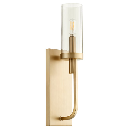 Quorum Home Quorum - 501-1-80 - One Light Wall Mount - Aged Brass w/ Smoke Fluted Glass