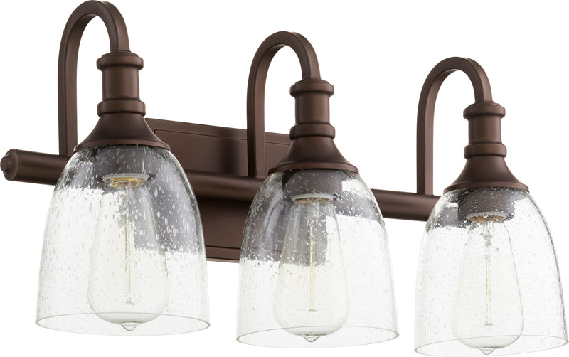 Quorum Home Quorum - 5011-3-186 - Three Light Vanity - Oiled Bronze w/ Clear/Seeded