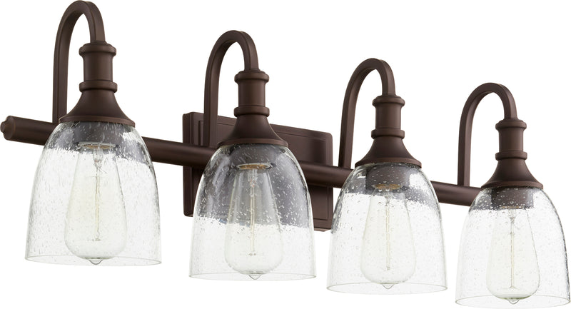 Quorum Home Quorum - 5011-4-186 - Four Light Vanity - Oiled Bronze w/ Clear/Seeded