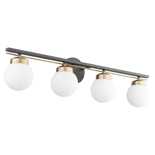 Quorum Home Quorum - 506-4-6980 - Four Light Vanity - Textured Black w/ Aged Brass