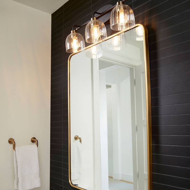 Quorum Home Quorum - 507-3-6980 - Three Light Vanity - Textured Black w/ Aged Brass