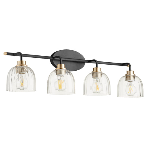 Quorum Home Quorum - 507-4-6980 - Four Light Vanity - Textured Black w/ Aged Brass