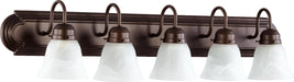 Quorum Home Quorum - 5094-5-186 - Five Light Vanity - Oiled Bronze w/ Faux Alabaster