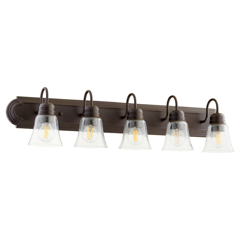 Quorum Home Quorum - 5094-5-286 - Five Light Vanity - Oiled Bronze w/ Clear/Seeded