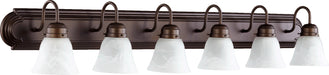 Quorum Home Quorum - 5094-6-186 - Six Light Vanity - Oiled Bronze w/ Faux Alabaster
