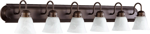 Quorum Home Quorum - 5094-6-186 - Six Light Vanity - Oiled Bronze w/ Faux Alabaster