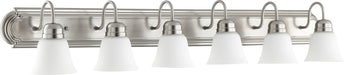 Quorum Home Quorum - 5094-6-65 - Six Light Vanity - Satin Nickel w/ Satin Opal