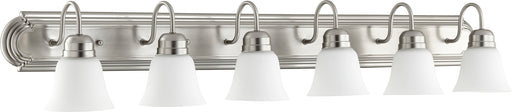 Quorum Home Quorum - 5094-6-65 - Six Light Vanity - Satin Nickel w/ Satin Opal