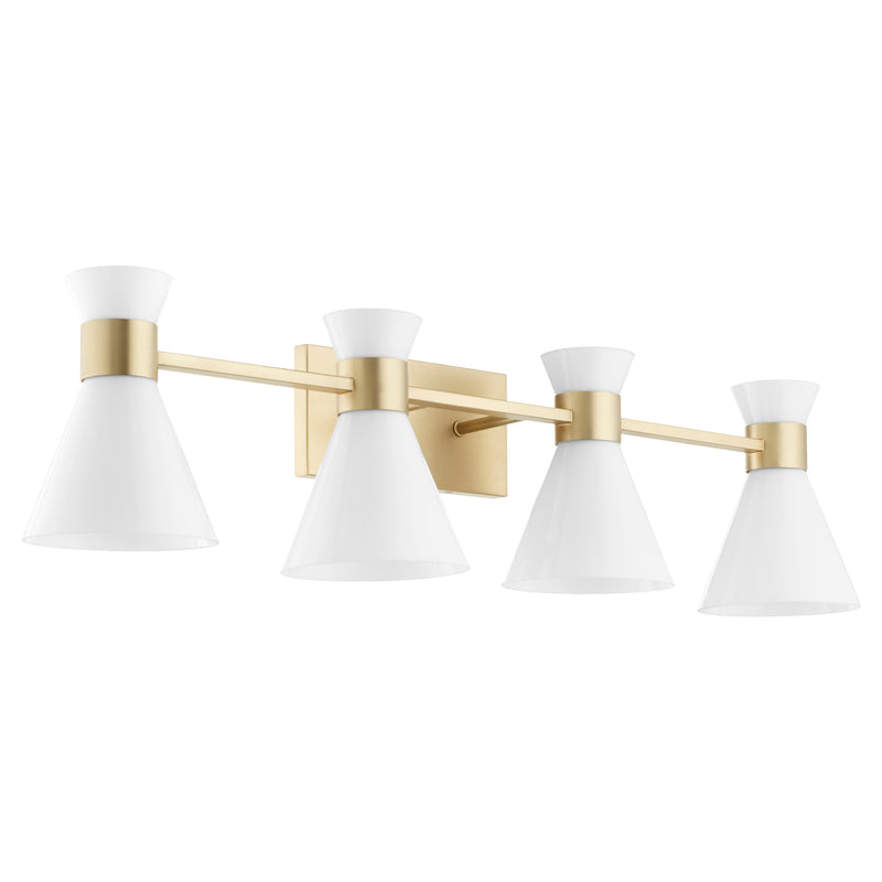 Quorum Home Quorum - 5119-4-80 - Four Light Vanity - Aged Brass w/ Gloss Opal