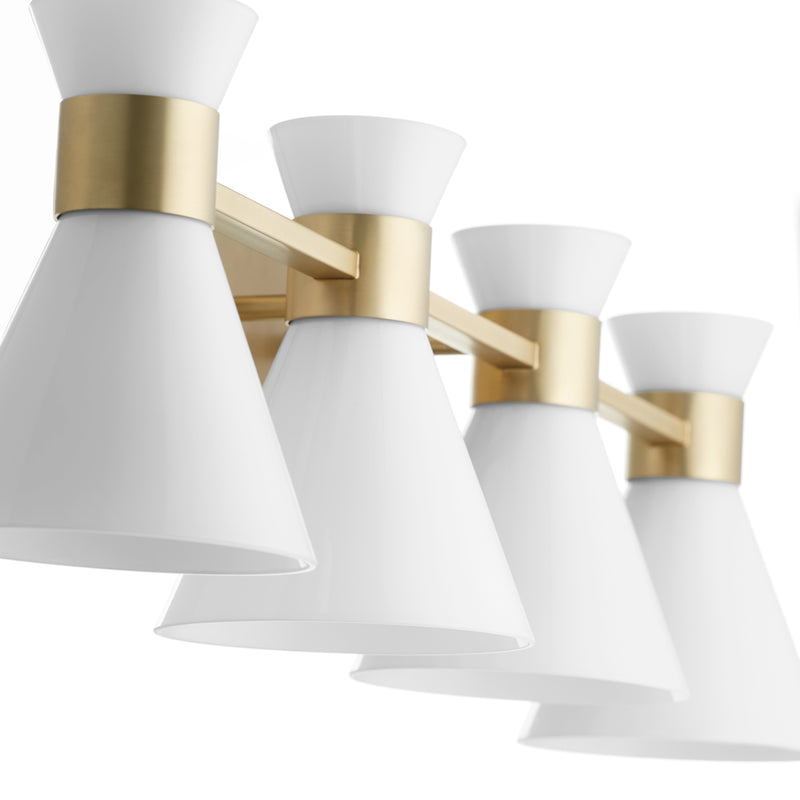 Quorum Home Quorum - 5119-4-80 - Four Light Vanity - Aged Brass w/ Gloss Opal
