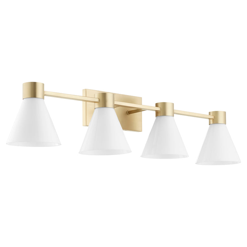 Quorum Home Quorum - 5119-4-80 - Four Light Vanity - Aged Brass w/ Gloss Opal