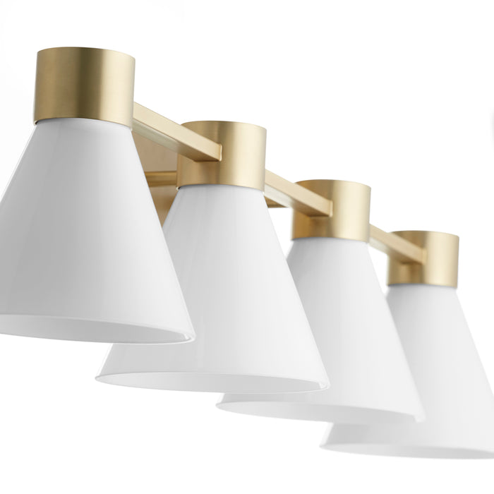 Quorum Home Quorum - 5119-4-80 - Four Light Vanity - Aged Brass w/ Gloss Opal