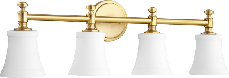 Quorum Home Quorum - 5122-4-80 - Four Light Vanity - Aged Brass w/ Satin Opal